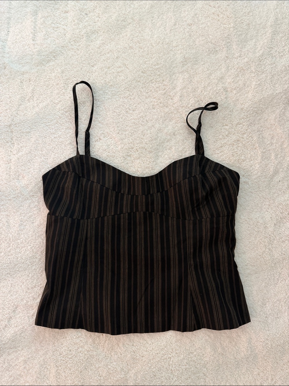Princess Polly Black and Brown Striped Spaghetti Strap Cami